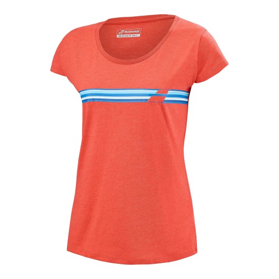 EXERSIZE STRIPE TEE POPPY RED